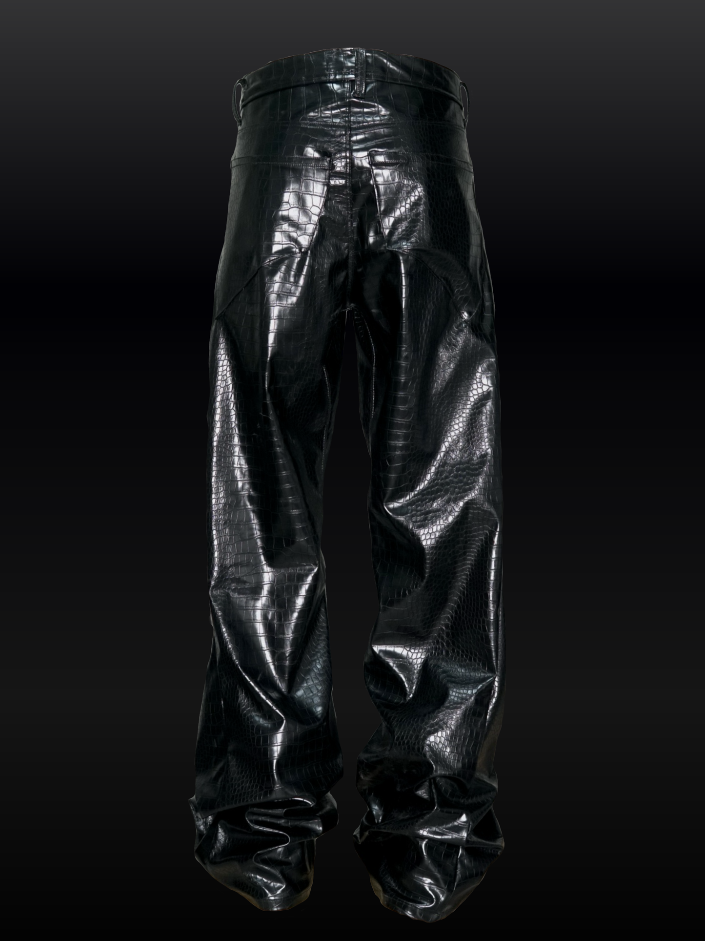 CROCODILE EFFECT FLARED TROUSERS