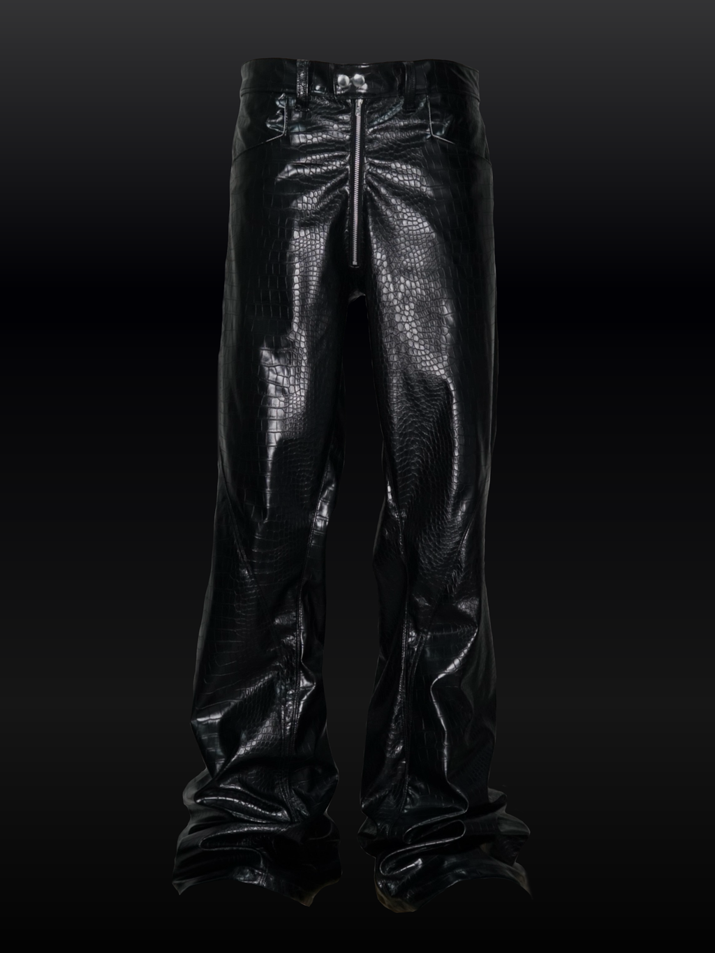 CROCODILE EFFECT FLARED TROUSERS