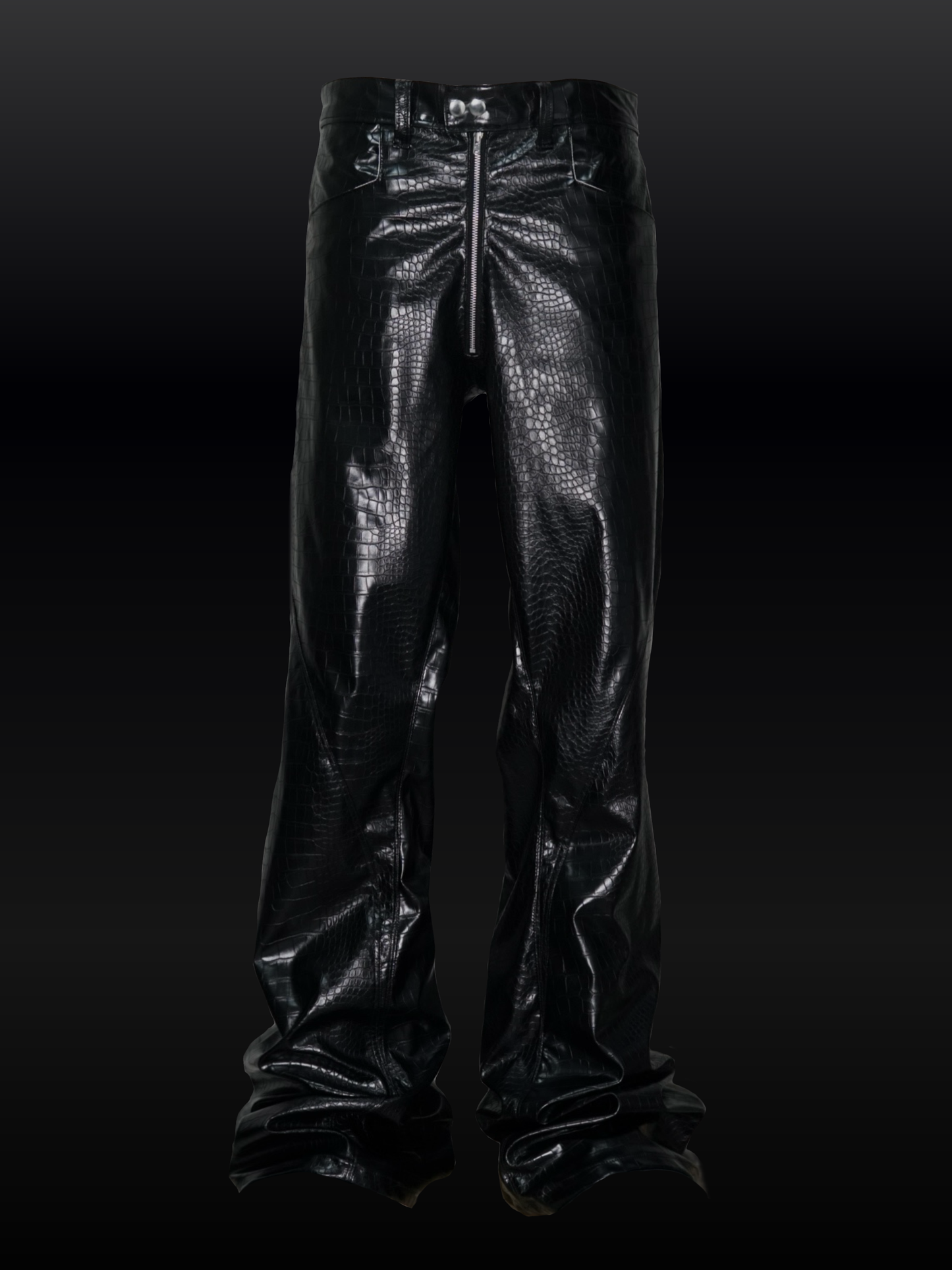 CROCODILE EFFECT FLARED TROUSERS