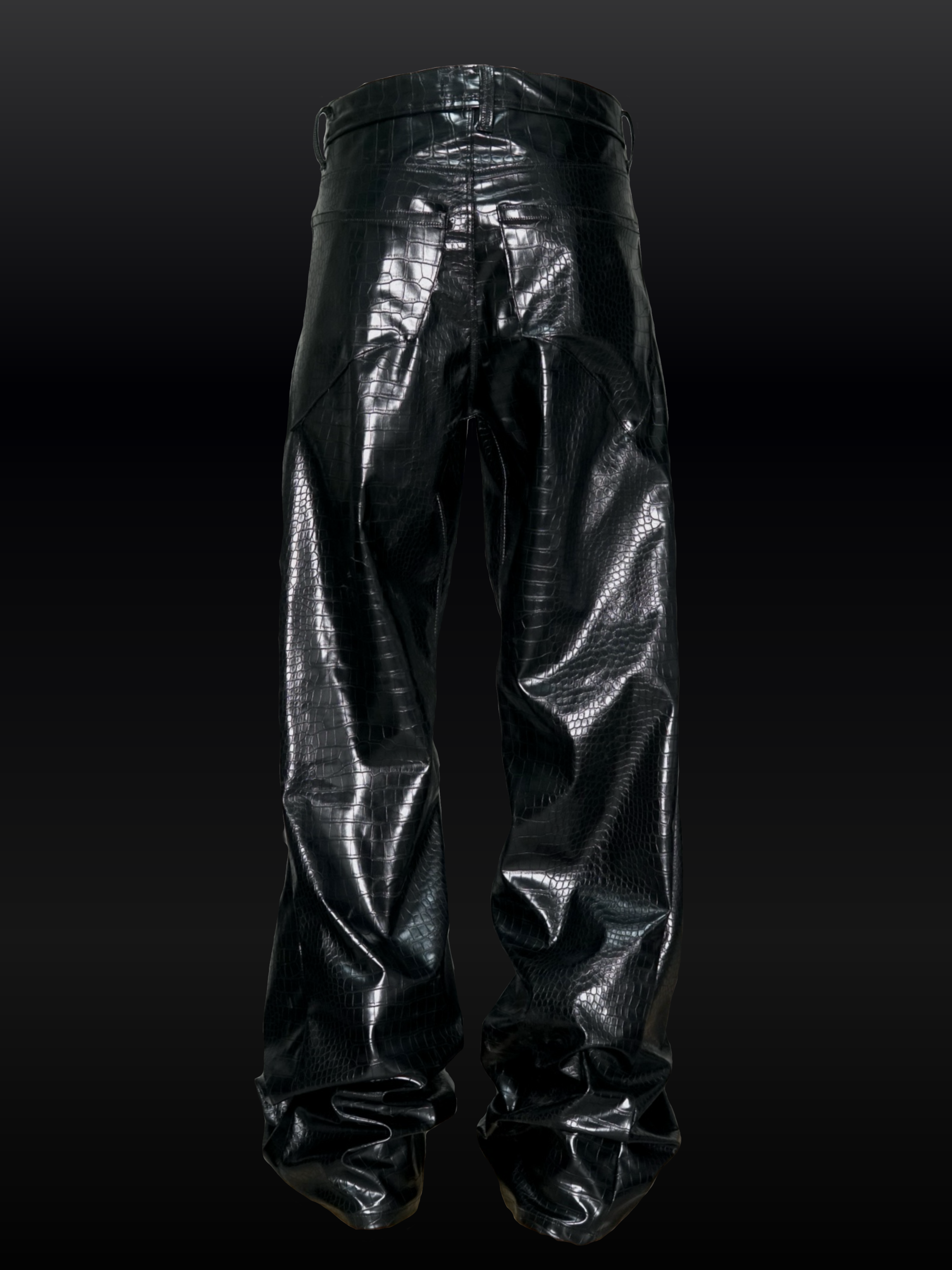 CROCODILE EFFECT FLARED TROUSERS