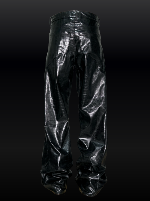 CROCODILE EFFECT FLARED TROUSERS